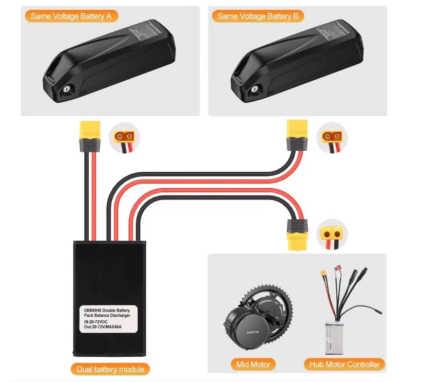dual battery balance discharger module, 20 72v dual battery parallel equalizer for electric bicycle range extension dual battery balance discharger module, 20 72v dual battery parallel equalizer for electric bicycle range extension