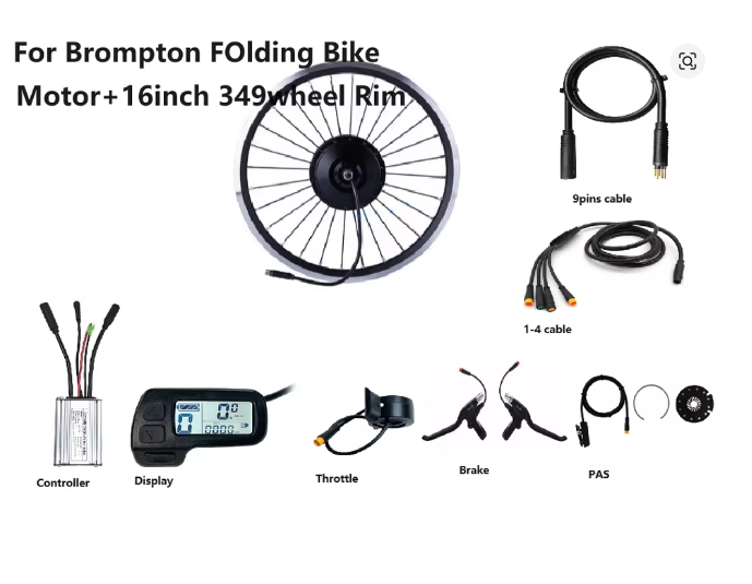 front hub gear motor diy ebike kit for brompton,74mm dropout,16"349 rim 28h,36v250w brushless front hub gear motor diy ebike kit for brompton,74mm dropout,16"349 rim 28h,36v250w brushless