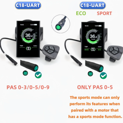dpc18 lcd display can triangle plug / uart round plug for bafang m510 m560 m600 m820 bbs01 bbs02 g320 g340 mid drive e bike dashboard