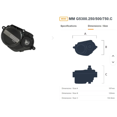 bafang m560 silent version 48v brushless dual winding motor | 500w 750w rated, 150n.m max torque, 1220w peak power, bare unit g5300.500/750.c