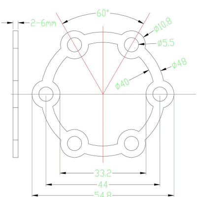 aluminum alloy disc brake spacer 2/3/4/5/6mm, 6 hole mtb hub shim black